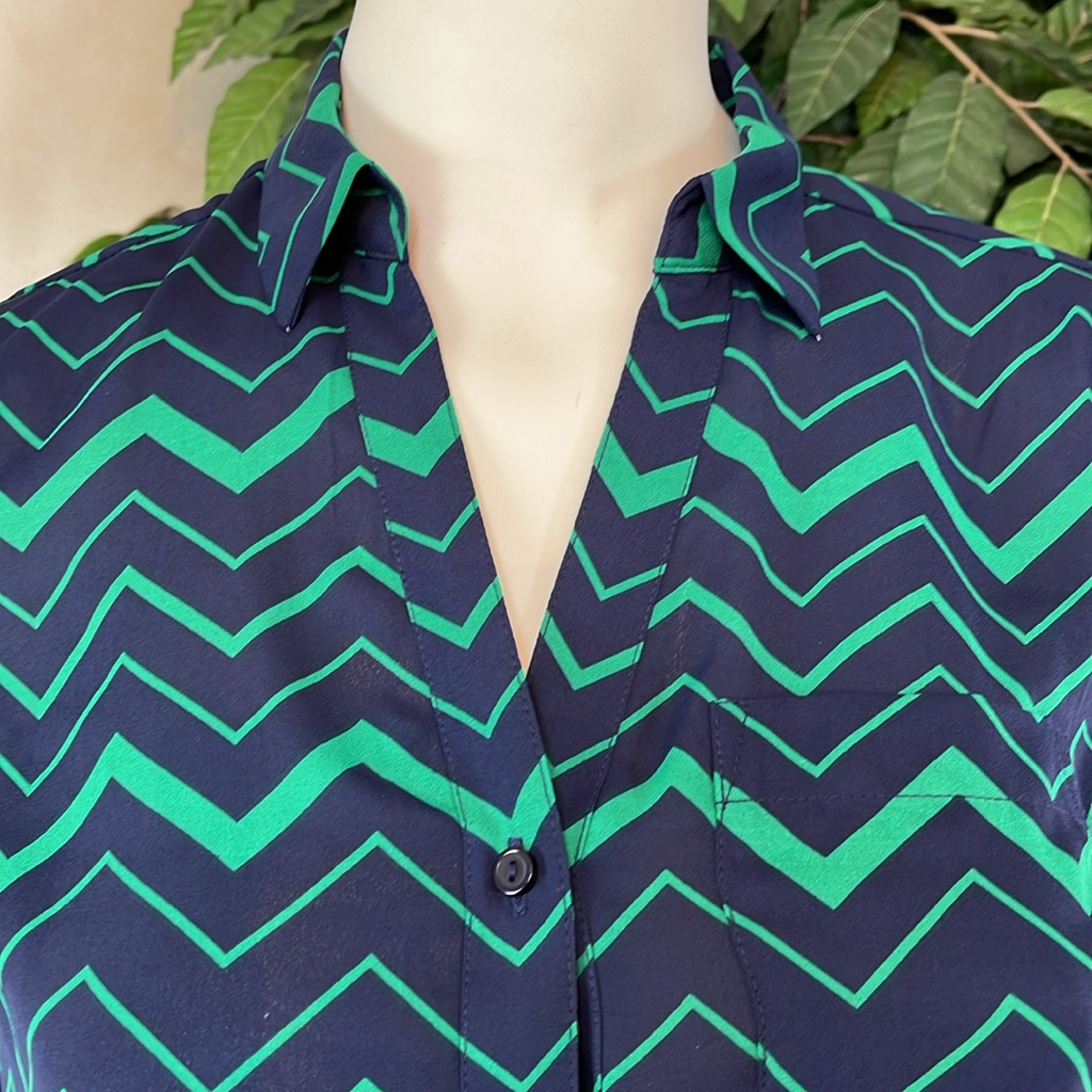 The Limited Navy & Green Chevron Shirt — image 3 of 8
